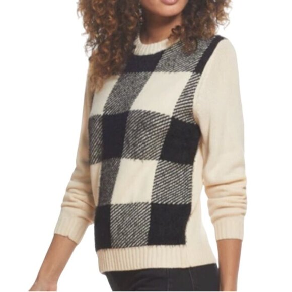 NEW Weatherproof Vintage Buffalo Check Crew Neck Sweater in Whitecap Size L - Picture 4 of 13